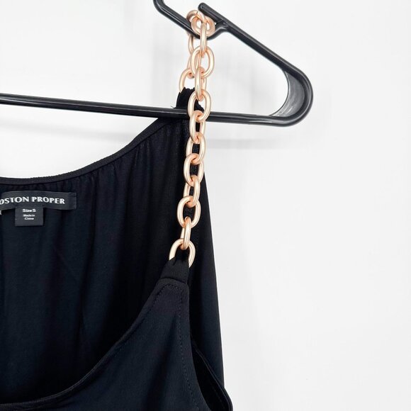 Boston Proper So Chic Chain Strap Blouson Tank Black Size Small - Picture 3 of 5